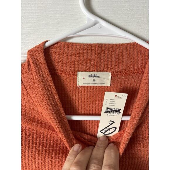 t.la Anthropologie long sleeve orange waffle shirt women's M - Picture 3 of 5